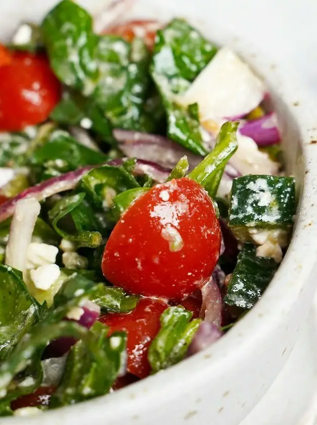 Spinach Tomato Salad with Feta Cheese