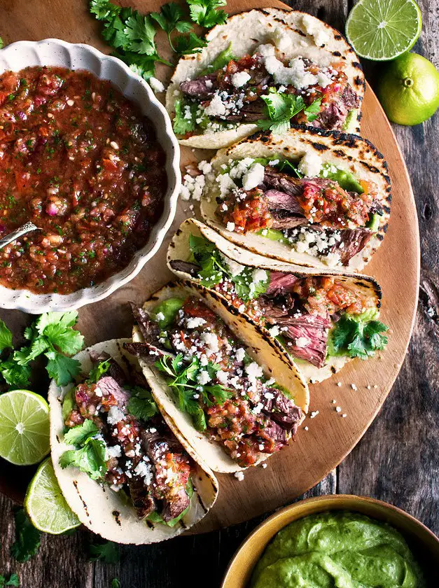 Skirt Steak Tacos with Charred Tomato Salsa