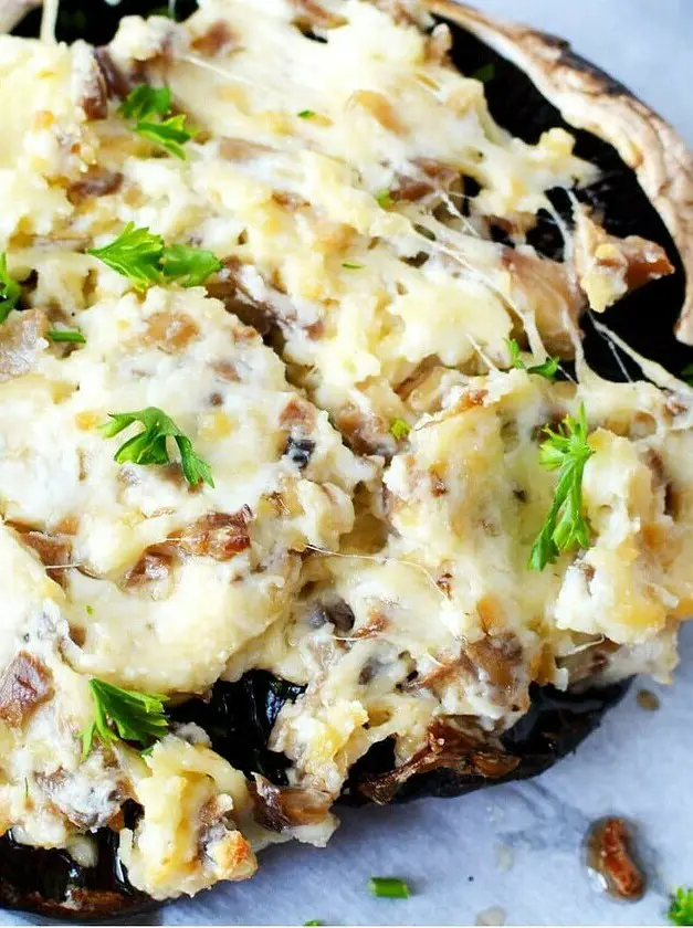 Cream Cheese Parmesan Stuffed Portobello Mushrooms