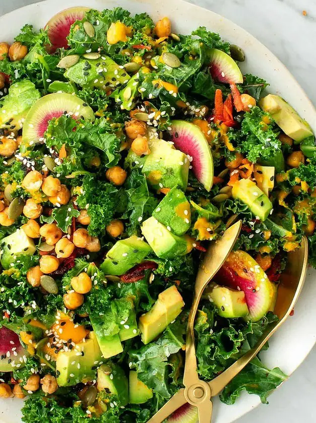 Kale Salad with Carrot Ginger Dressing