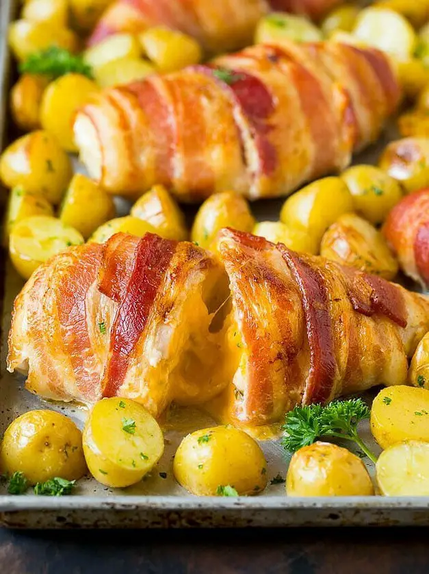 Bacon Wrapped Stuffed Chicken Breast