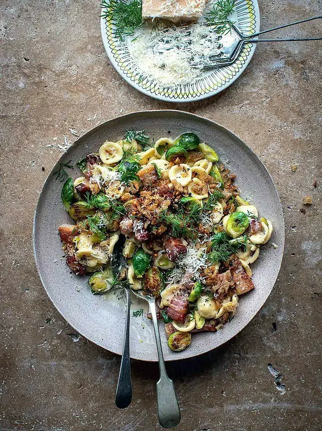 Pasta with Pancetta and Brussels Sprouts