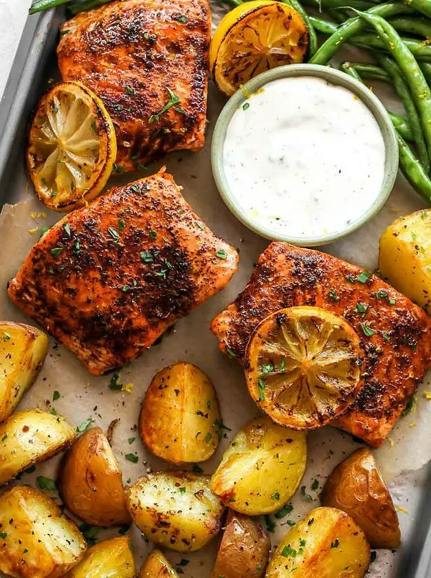 Sheet Pan Chili-Lemon Salmon Dinner