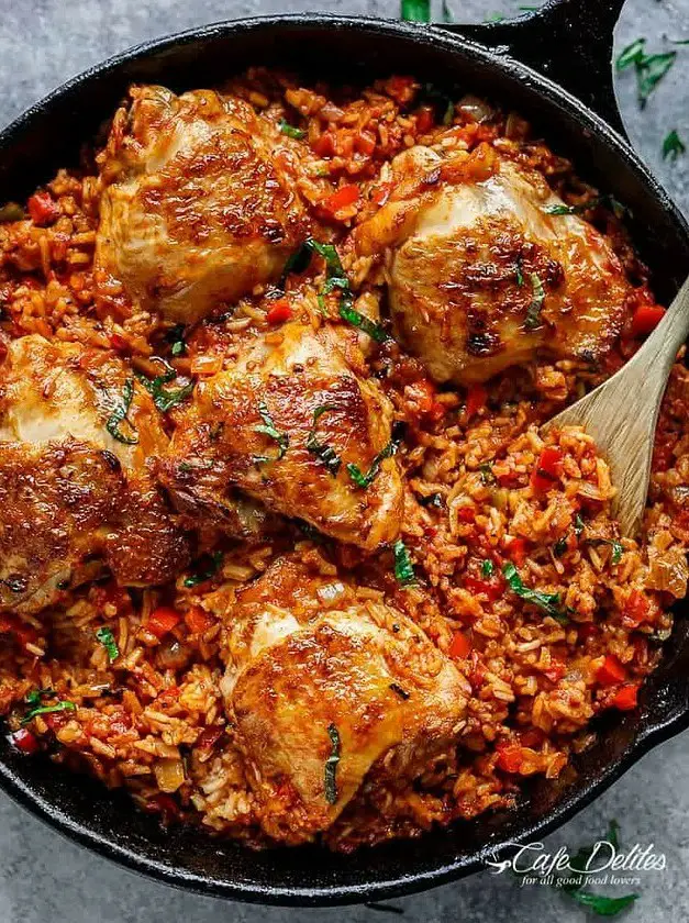 One Pan Tomato Basil Chicken and Rice