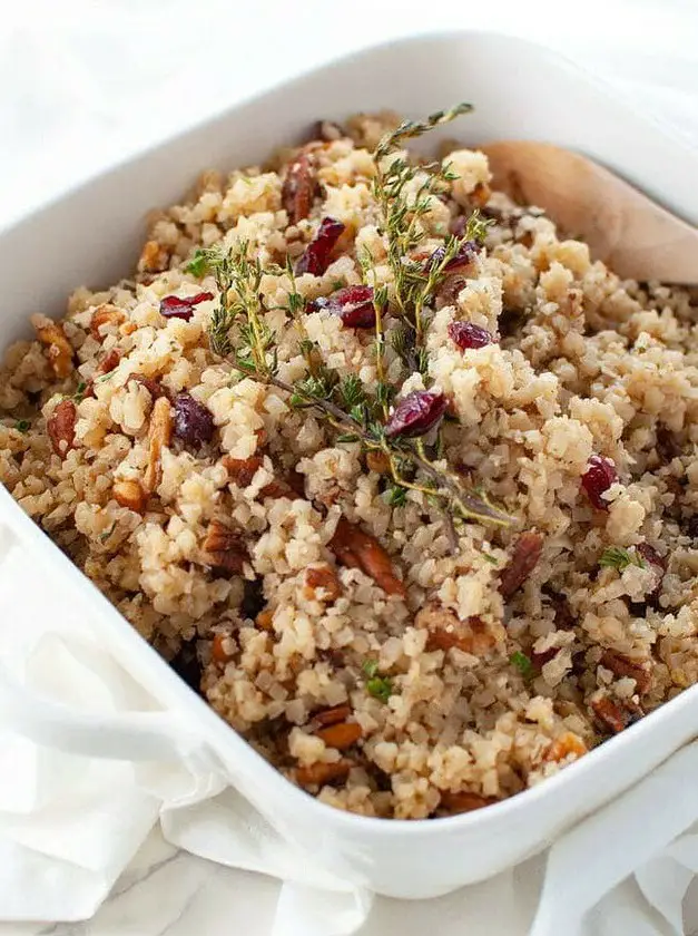 Cranberry Pecan Cauliflower Rice Stuffing