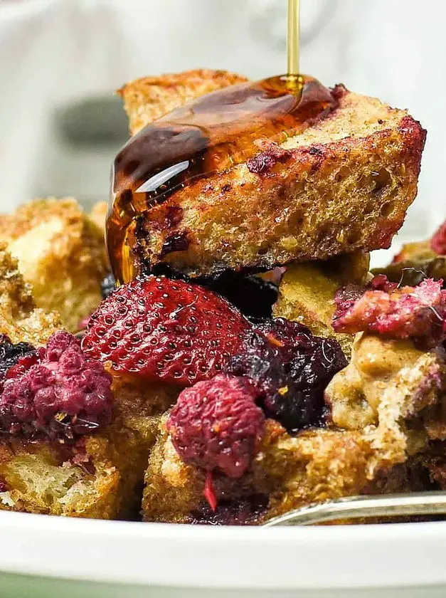 Mixed Berry Vegan French Toast Casserole