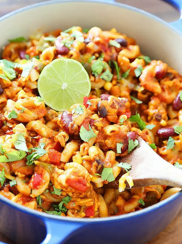 One-Pot Cheesy Vegetarian Chili Mac 