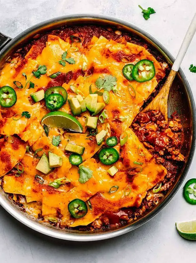 Skillet Beef Enchiladas