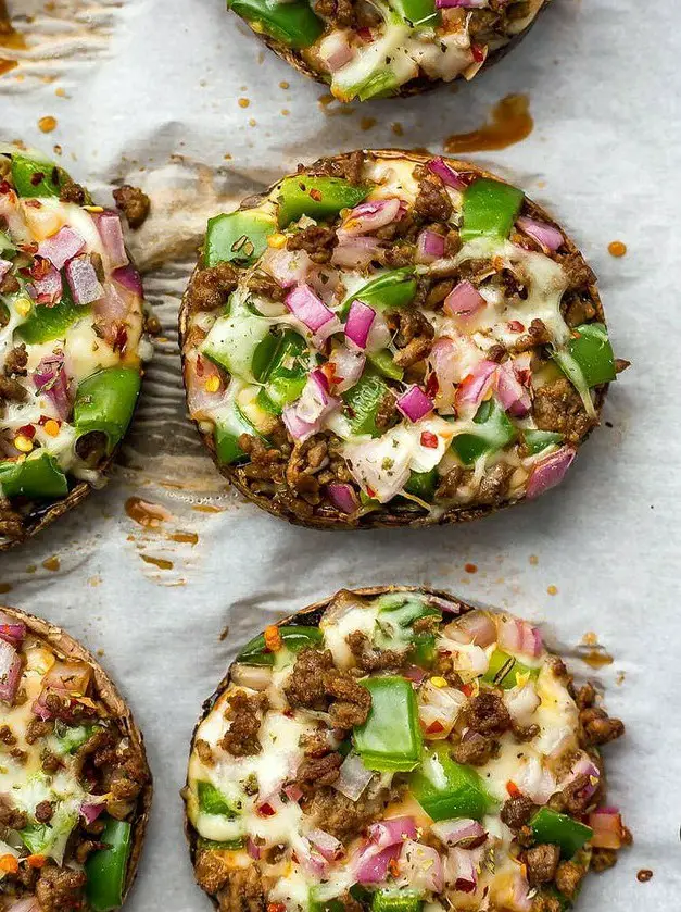 Pizza Portobello Stuffed Mushrooms