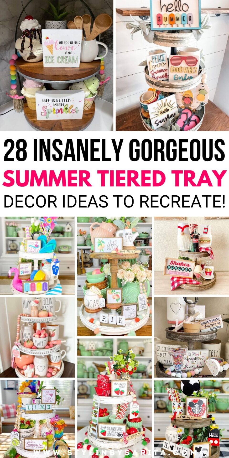 28 BRIGHT & CHEERY SUMMER TIERED TRAY DECOR IDEAS