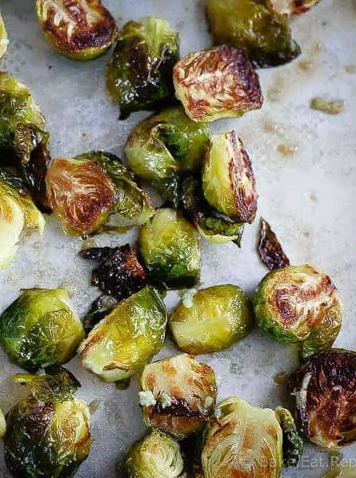 Honey Garlic Roasted Brussels Sprouts