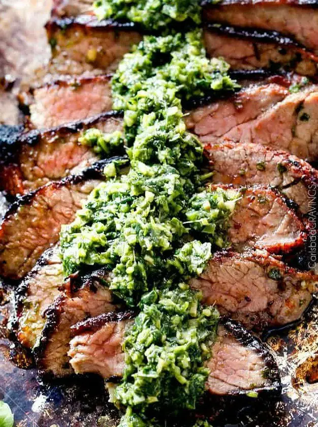 Grilled Asian Steak with Cilantro Basil Chimichurri