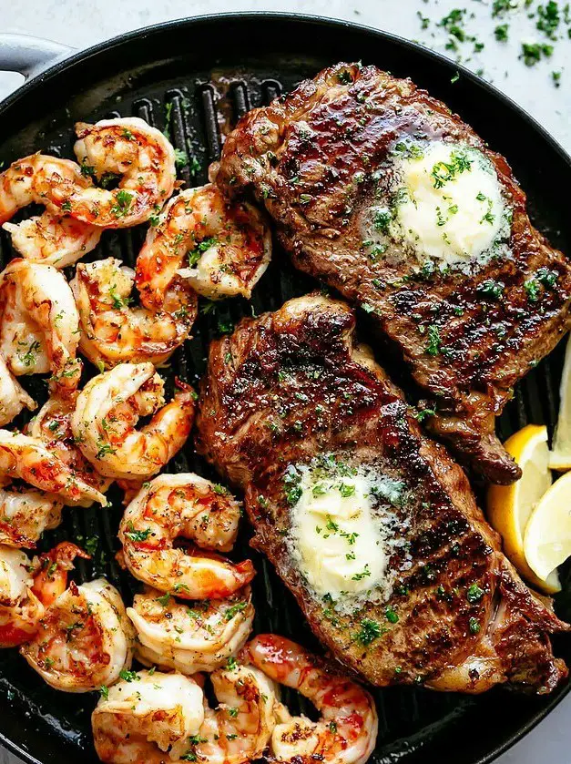 Garlic Butter Grilled Steak & Shrimp