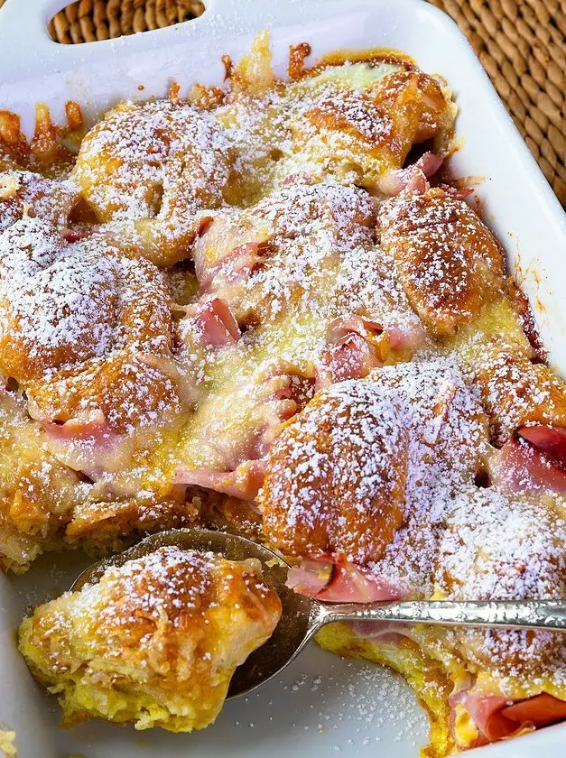 Ham and Cheese Croissant Breakfast Casserole