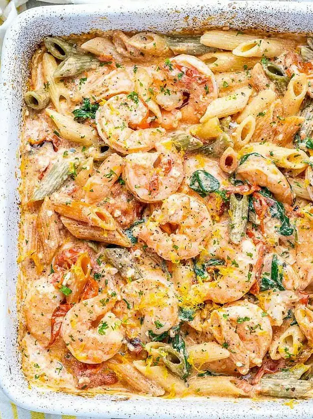 Baked Feta Pasta with Shrimp