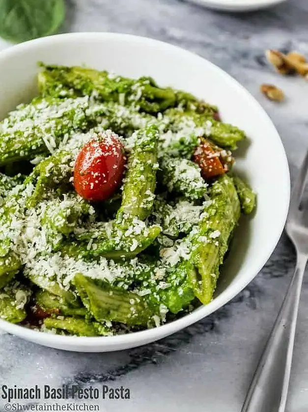 Spinach Basil Pesto Pasta