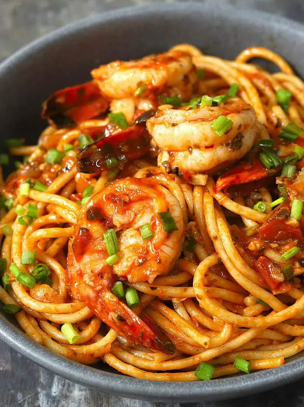 Red Sauce Spaghetti with Shrimp