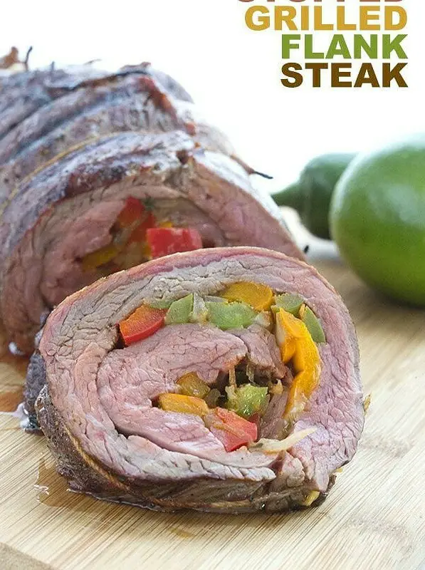 Fajita Stuffed Grilled Flank Steak