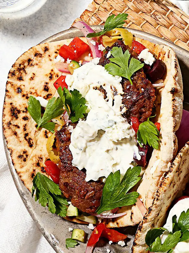 Impossible Burger Gyros with Greek Salad