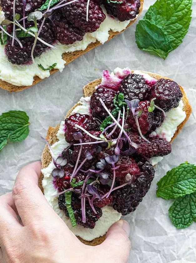 Honey Ricotta Toast with Roasted Blackberries