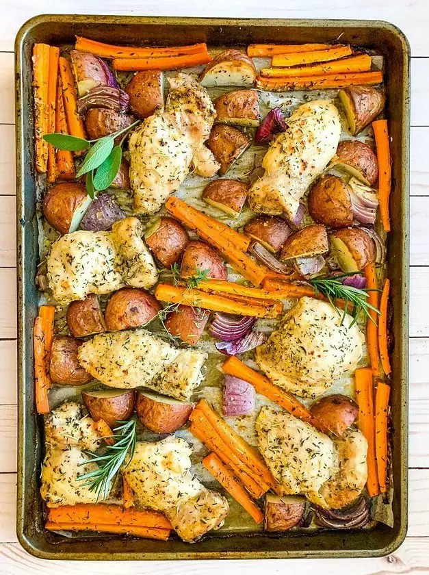 Sheet Pan Chicken Thighs with Veggies