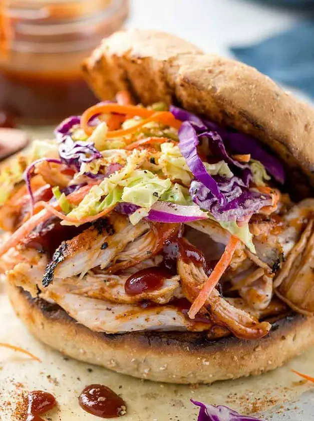 BBQ Chicken Sandwiches with Coleslaw