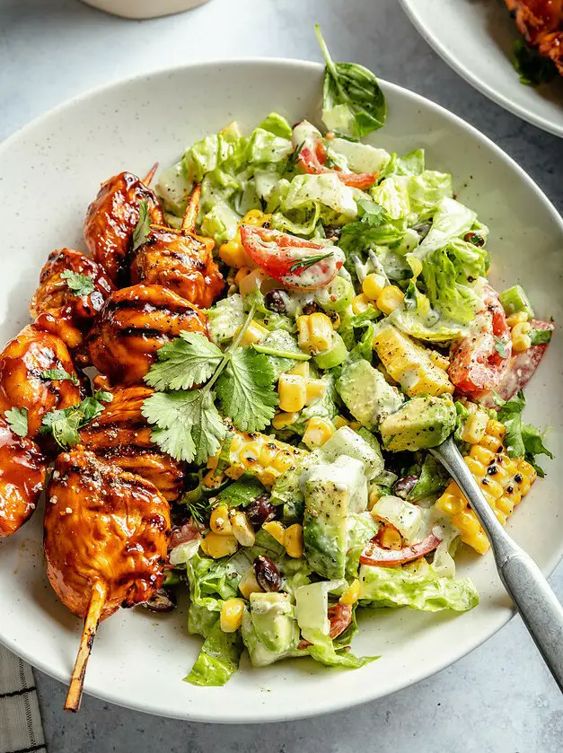 BBQ Chicken Skewer Salad