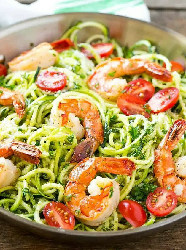 Pesto Shrimp Zoodles