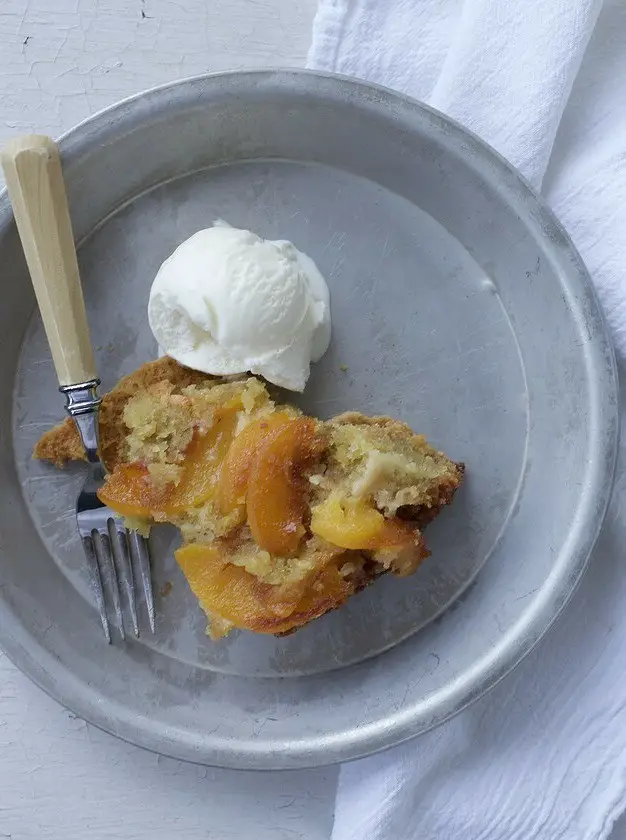 Dutch Oven Upside Down Peach Cake