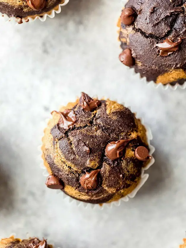 Healthy Marbled Chocolate Pumpkin Muffins