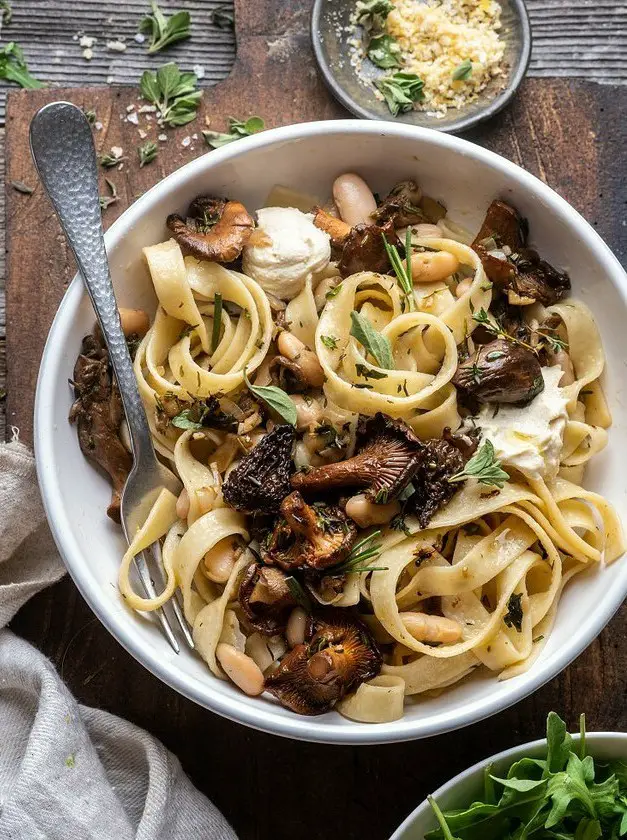 Wild Mushroom and White Bean Tagliatelle