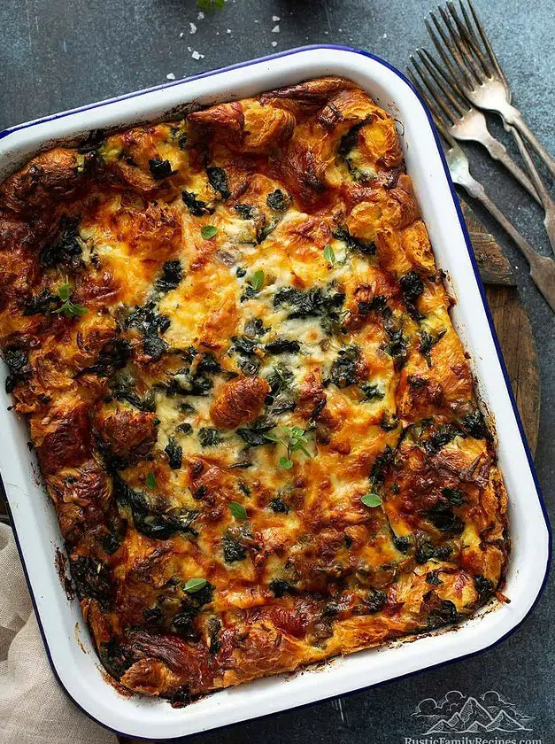 Spinach and Cheese Croissant Strata