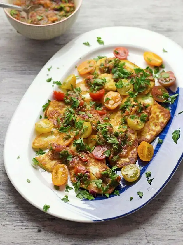 Grilled Halloumi Salad with Herby Tomato Salsa