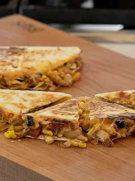 Chicken Quesadilla with Black Beans and Corn