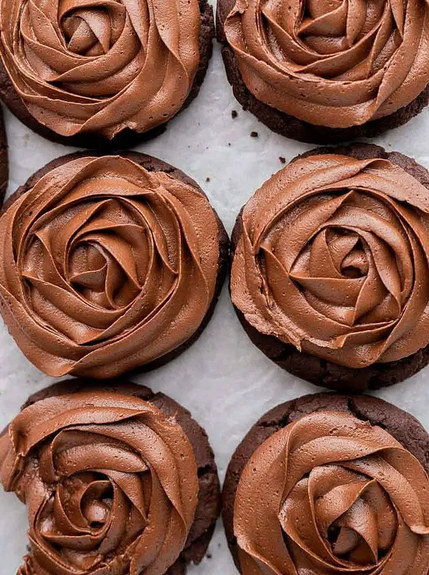 CRUMBL Chocolate Cake Cookies with Chocolate Frosting