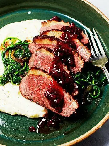 Seared Duck Breast with Lingonberry Sauce