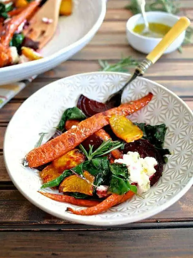 Roasted Beets and Carrots Salad with Burrata