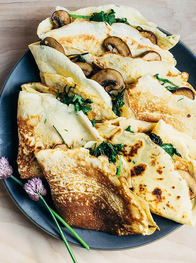 Savory Crepes with Mushrooms and Greens