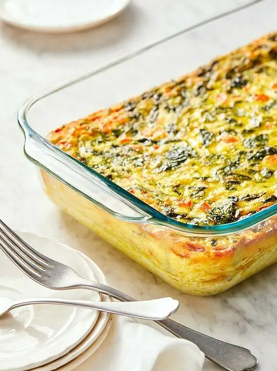 Breakfast Casserole with Spinach and Feta