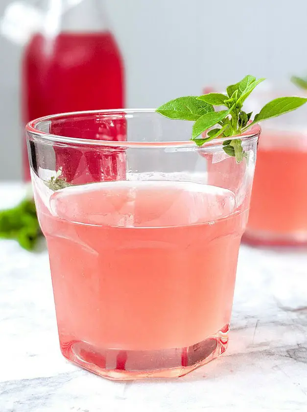 Basil Rhubarb Shrub