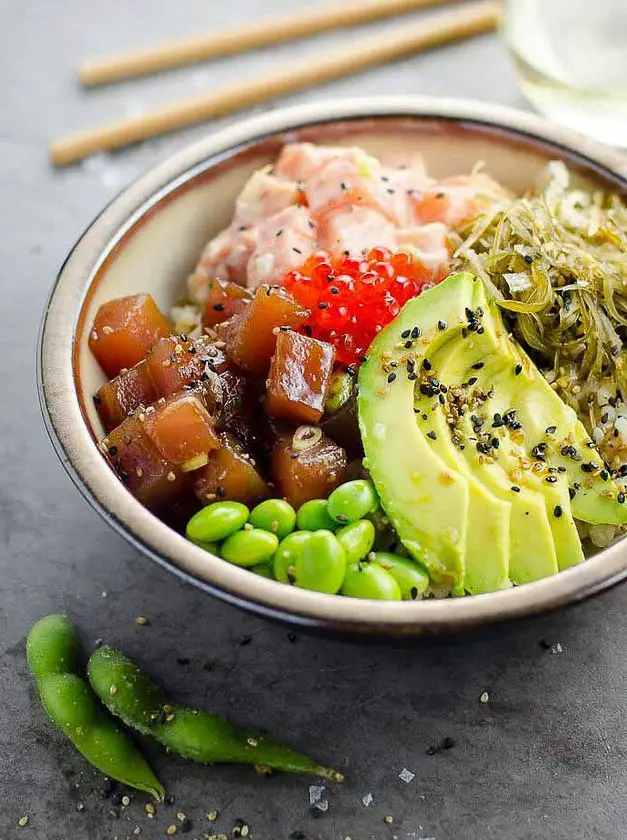 Ahi Tuna Poke Bowls with Spicy Salmon