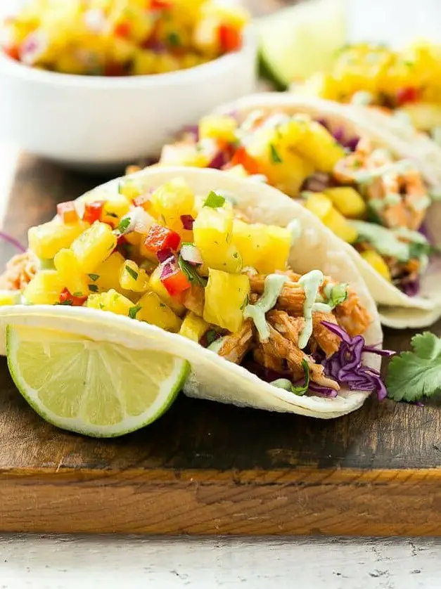 Pulled Chicken Tacos with Pineapple Salsa