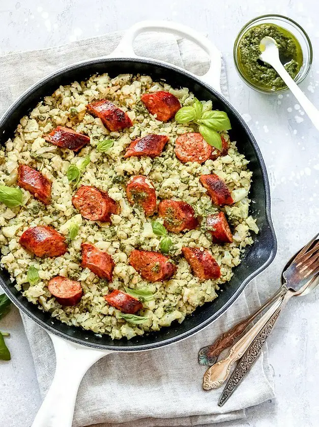 Italian Sausage Cauliflower Rice Skillet