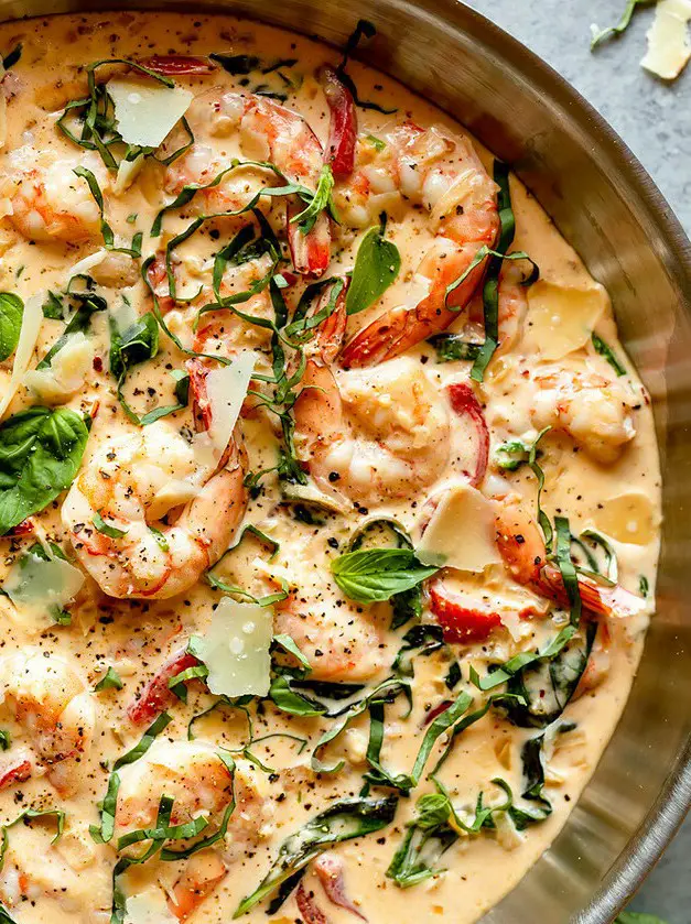 Creamy Parmesan Basil Shrimp