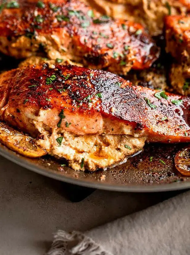 Creamy Cajun Stuffed Salmon