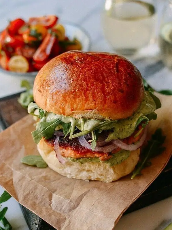 Green Goddess Salmon Burgers