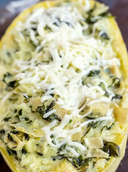 Spinach Artichoke Spaghetti Squash Alfredo