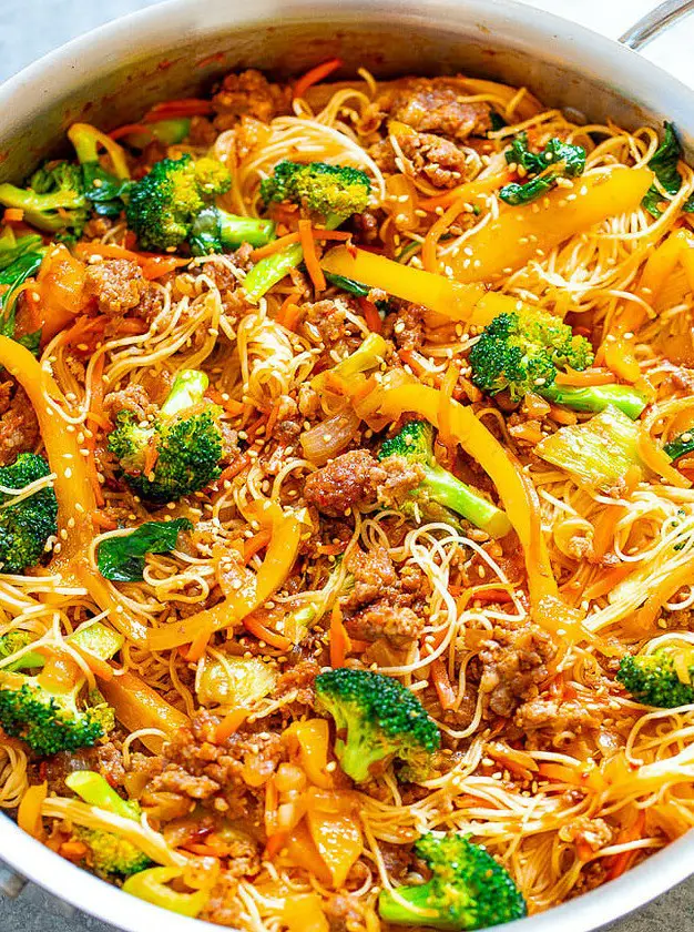 Asian Pork Noodle Stir Fry