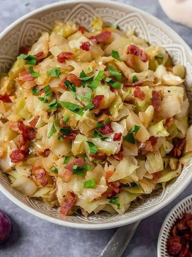 Fried Cabbage with Bacon and Onions