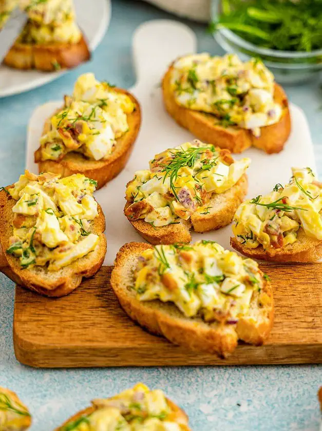 Bacon Egg Salad Crostinis